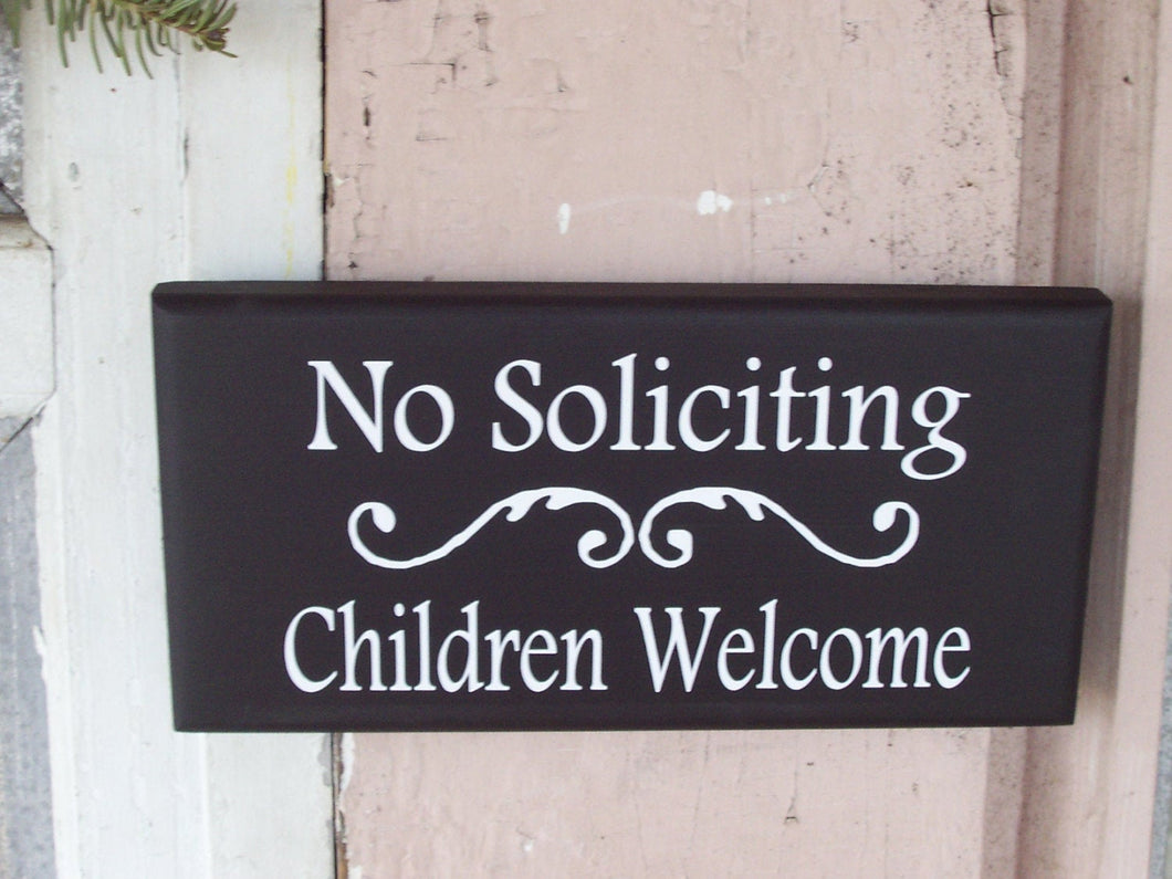 No Soliciting Children Welcome Wood Vinyl Sign Home Decor Door Hanger Wall Decor Porch Sign Yard Signs Outdoor Sign Wall Sign Scouts Kids - Heartfelt Giver