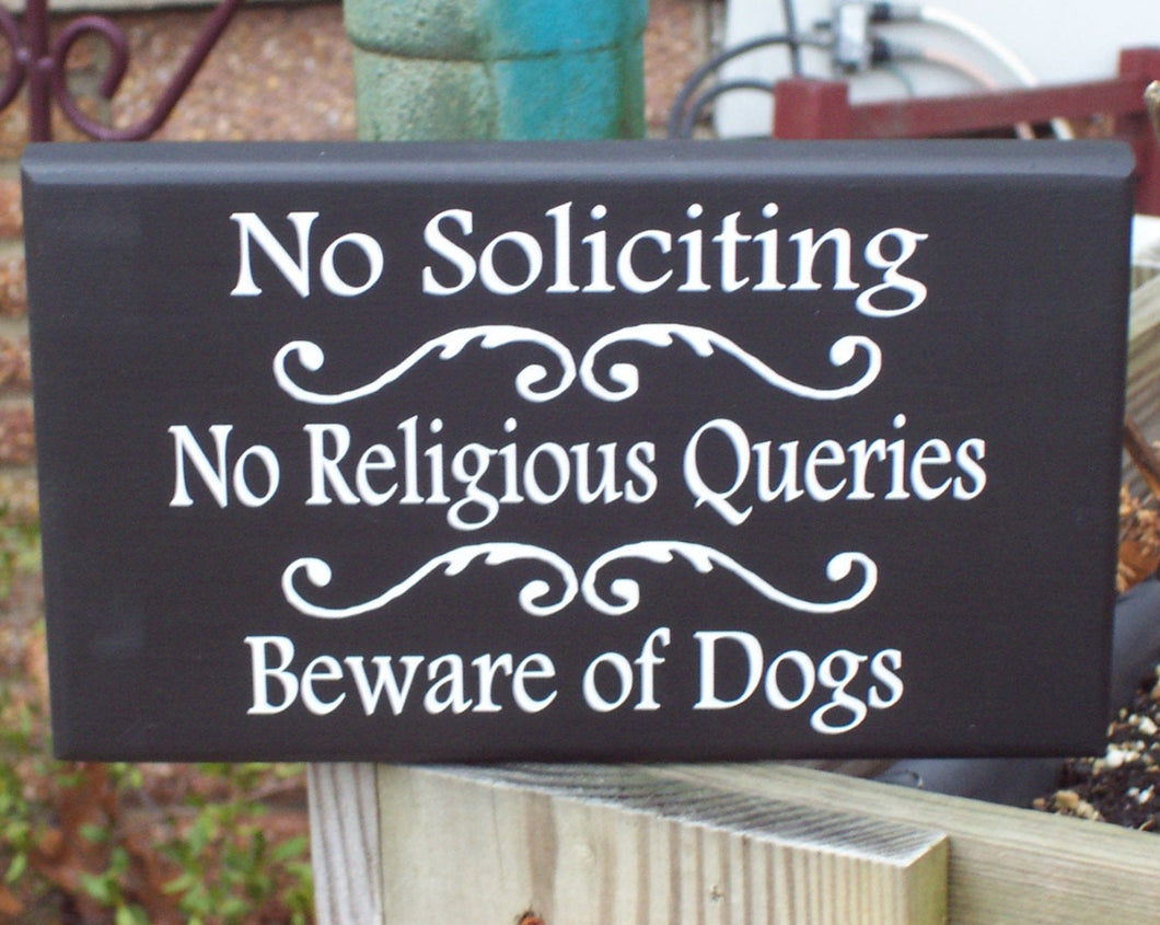 Beware of Dogs Home Sign No Soliciting No Religion Entrance Decor for the House 