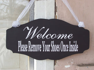 Welcome Sign Please Remove Shoes Once Inside Wood Vinyl Sign Decorative Door Sign Porch Decor Take Off Shoes Entryway Everyday Decor Artwork - Heartfelt Giver