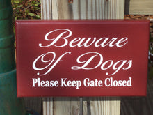 Load image into Gallery viewer, Beware of Dogs Please Keep Gate Closed Wood Vinyl Yard Stake Sign Home Decor Outdoor Sign Yard Sign Porch Sign Farmhouse Country Red Signs - Heartfelt Giver