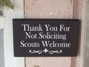Thank You For Not Soliciting Scouts Welcome Wood Sign Vinyl No Soliciting Door Hanger Wall Hanging Porch Sign Outdoor Garden Yard Sign Decor - Heartfelt Giver