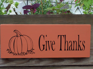 Give Thanks Pumpkin Wood Vinyl Sign Thanksgiving Holiday Decor Wall Decor - Heartfelt Giver