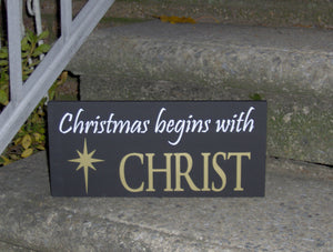 Christmas Begins With Christ Wood Vinyl Sign Holiday Wall Decor Wall Hanging Seasons Greetings Religious Gifts Door Ornament Porch Signs Art - Heartfelt Giver