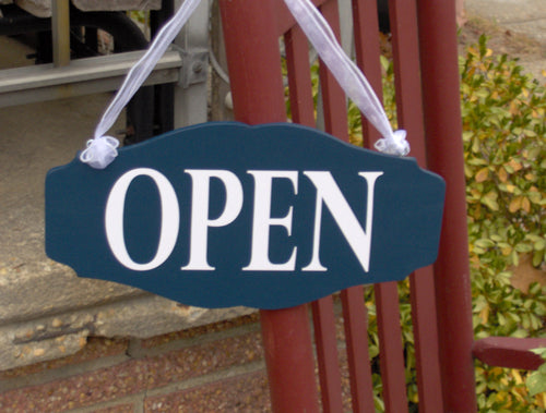 Open Closed Sign Handmade Design Wood Vinyl Signs Navy Blue Business Sign Decor Retail Shop Sign Boutique Sign Door Hanger Door Sign - Heartfelt Giver