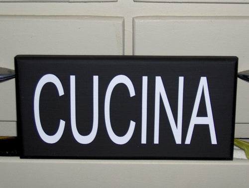 Cucina Italian Kitchen Wood Vinyl Sign Wall Tuscan Style Family Word Wood Block Shelf Sitter Home Accent Decor Table Shop Handmade Craft - Heartfelt Giver