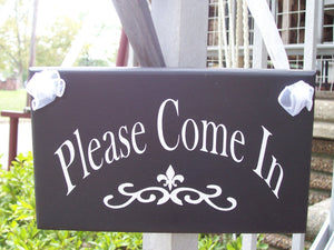Please Come In Wood Vinyl Sign Open Welcome Sign Office Supply Business Sign Invitation Door Hanger Entryway Office Decor Store Shop Sign - Heartfelt Giver