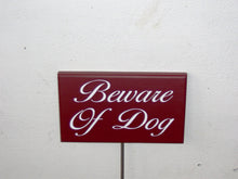 Load image into Gallery viewer, Beware of Dog Wood Sign Vinyl Yard Stake Sign Red Yard Sign Property Dog Lover Gift Outdoor Sign Garden Sign Dog Sign Dog Decor Pet Supplies - Heartfelt Giver