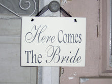Load image into Gallery viewer, Wedding Sign Here Comes The Bride Wood Vinyl Sign Flower Girl Ring Bearer Wedding Plaque Photo Prop Supplies Unique Gift Bridal Shower Decor - Heartfelt Giver