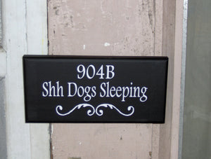 House Number Shh Dogs Sleeping Wood Vinyl Sign Custom Personalized Door Hanger Wall Sign Porch Sign House Number Sign Apartment Number Sign - Heartfelt Giver