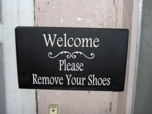 Welcome Sign Please Remove Shoes Wood Vinyl Wood Sign Decor Wooden Sign Home Sign Entry Door Sign Wall Hanger TakeOff Shoes Porch Decor Sign - Heartfelt Giver