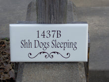 Load image into Gallery viewer, House Number Plaque Shh Dogs Sleeping Wood Vinyl Sign Custom Dog Sign Address Apartment Number Dog Lover Gift Dog Decor Pet Signs For Home - Heartfelt Giver