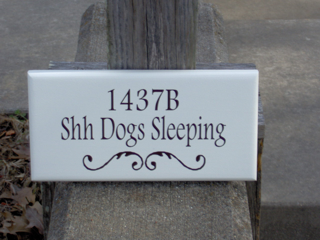House Number Plaque Shh Dogs Sleeping Wood Vinyl Sign Custom Dog Sign Address Apartment Number Dog Lover Gift Dog Decor Pet Signs For Home - Heartfelt Giver