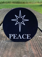 Load image into Gallery viewer, decorative sign peace with star perfect for table or as a tiered tray accent item