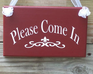 Welcoming Door Sign Please Come In or Please Come Again by Heartfelt Giver - Heartfelt Giver