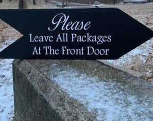 Arrow Wood Cutout Shape Please Leave Packages Directional Sign by Heartfelt Giver - Heartfelt Giver