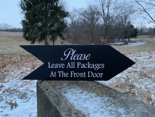Arrow Wood Cutout Shape Please Leave Packages Directional Sign by Heartfelt Giver - Heartfelt Giver