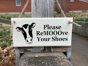 Please Remove Your Shoes Cow Themed Fun Door Sign - Heartfelt Giver