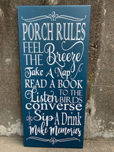 Load image into Gallery viewer, Porch Rules Wood Vinyl Sign Porch Vertical Wall Decor Plaque - Heartfelt Giver