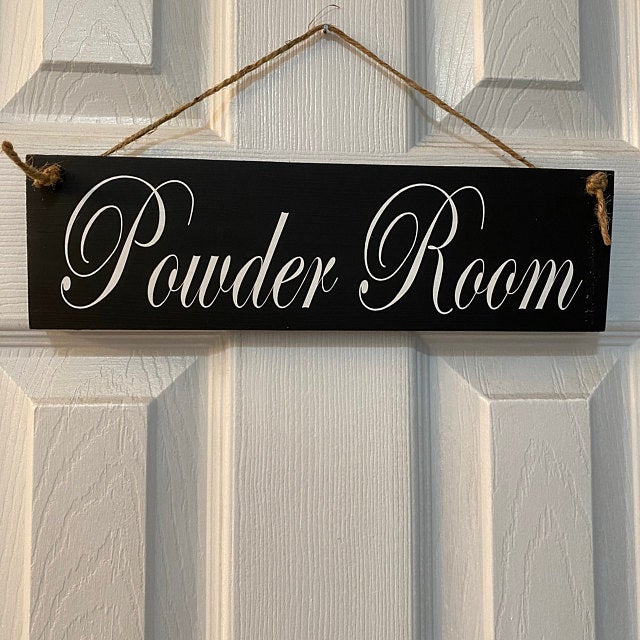 Bathroom Interior Powder Room Sign for Door or Wall Hanging - Heartfelt Giver