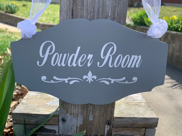 Bathroom Door La Toilette or Powder Room Fleur De Lis Wood Sign - Heartfelt Giver
