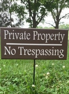 Property No Trespassing signs for the yard .  Pick your colors 