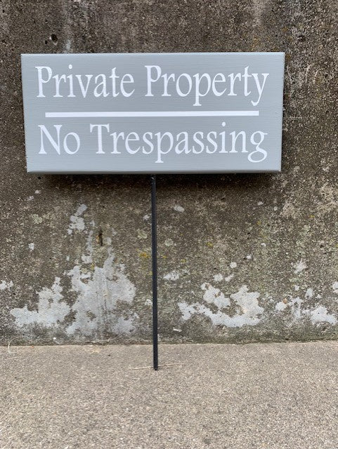 Private Property Sign No Trespassing Wood Front Yard Stake Signage for Home or Business - Heartfelt Giver