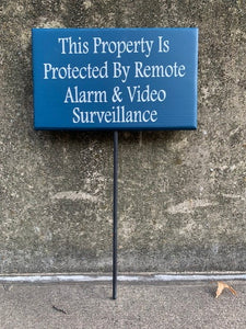 Property Remote Alarm Video Surveillance Wooden Outdoor Security Warning Sign - Heartfelt Giver
