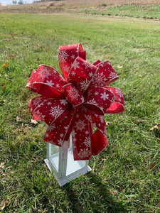 Snowflake Winter Bow for Wreath Lantern Centerpiece Mantel Garland - Heartfelt Giver
