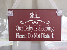 Load image into Gallery viewer, Baby Sleeping Do Not Disturb Wood Vinyl Sign Make A Great Gift - Heartfelt Giver