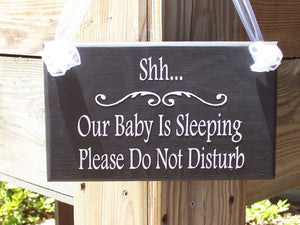 Baby Sleeping Do Not Disturb Wood Vinyl Sign Make A Great Gift - Heartfelt Giver