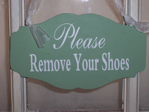 Entry Door Plaque Please Remove Shoes Wooden Sign - Heartfelt Giver