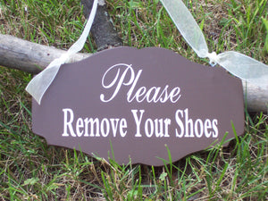 Entry Door Plaque Please Remove Shoes Wooden Sign - Heartfelt Giver