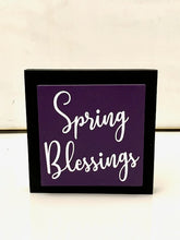 Load image into Gallery viewer, Spring blessings tabletop sign in black and purple seasonal decor for 