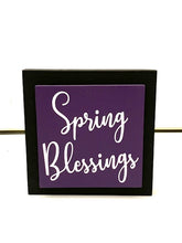 Load image into Gallery viewer, Tabletop Wood Block Spring Blessings Decorations for Home or Desktop - Heartfelt Giver
