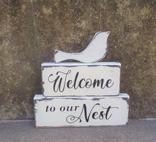 Load image into Gallery viewer, Summer Porch Welcome To Our Nest Bird Wood Stacking Block Stacked Signs - Heartfelt Giver