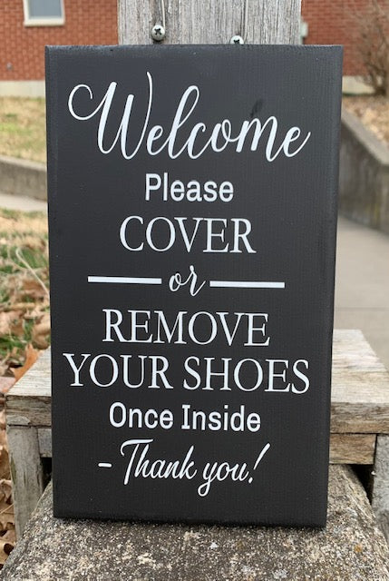 Welcome Cover or Remove Shoes Front Door Sign Wooden Entry Decor - Heartfelt Giver