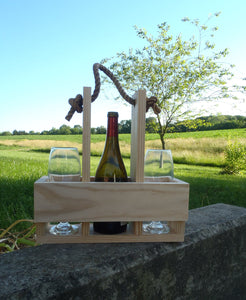 Wine Caddy Carrier Unpainted Unfinished Select Pine Board - Heartfelt Giver
