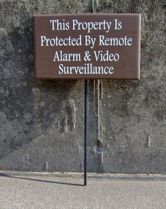 Property Protected Remote Alarm Video Surveillance Wooden Lawn Sign for Yard of Home or Businesss - Heartfelt Giver